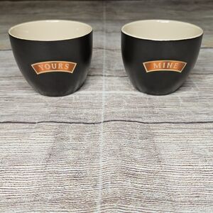 Bailey's Irish cream yours and Mine ceramic small mugs, bowls